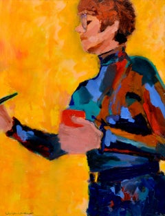 "Artist at Work" - Portrait of the Artist in Oil on Canvas