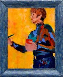 "Artist at Work" - Portrait of the Artist in Oil on Canvas