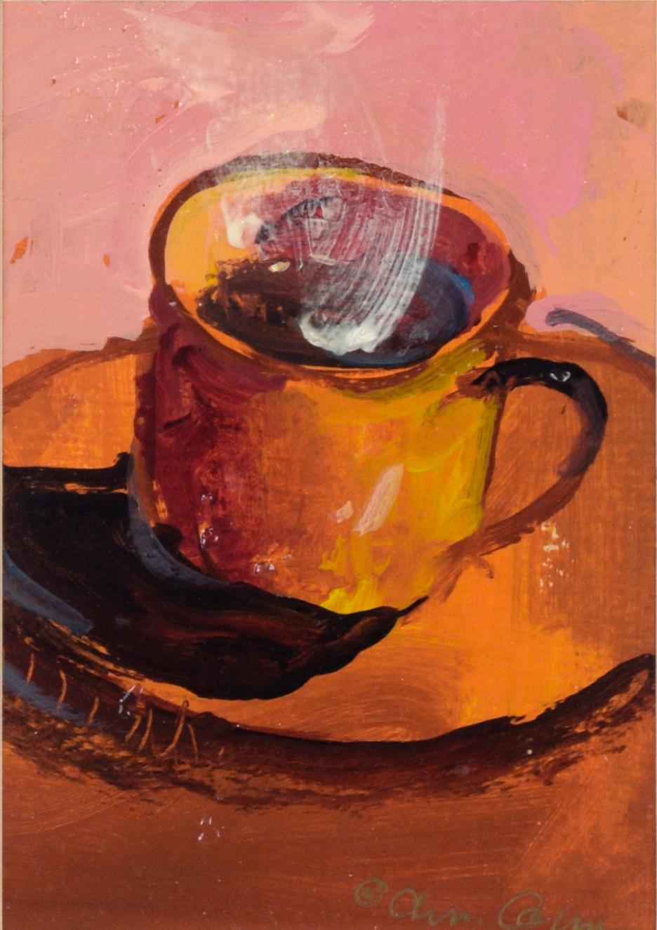 Bodegón de una taza de café en acrílico sobre papel de archivo - Painting de Christine Cohen
