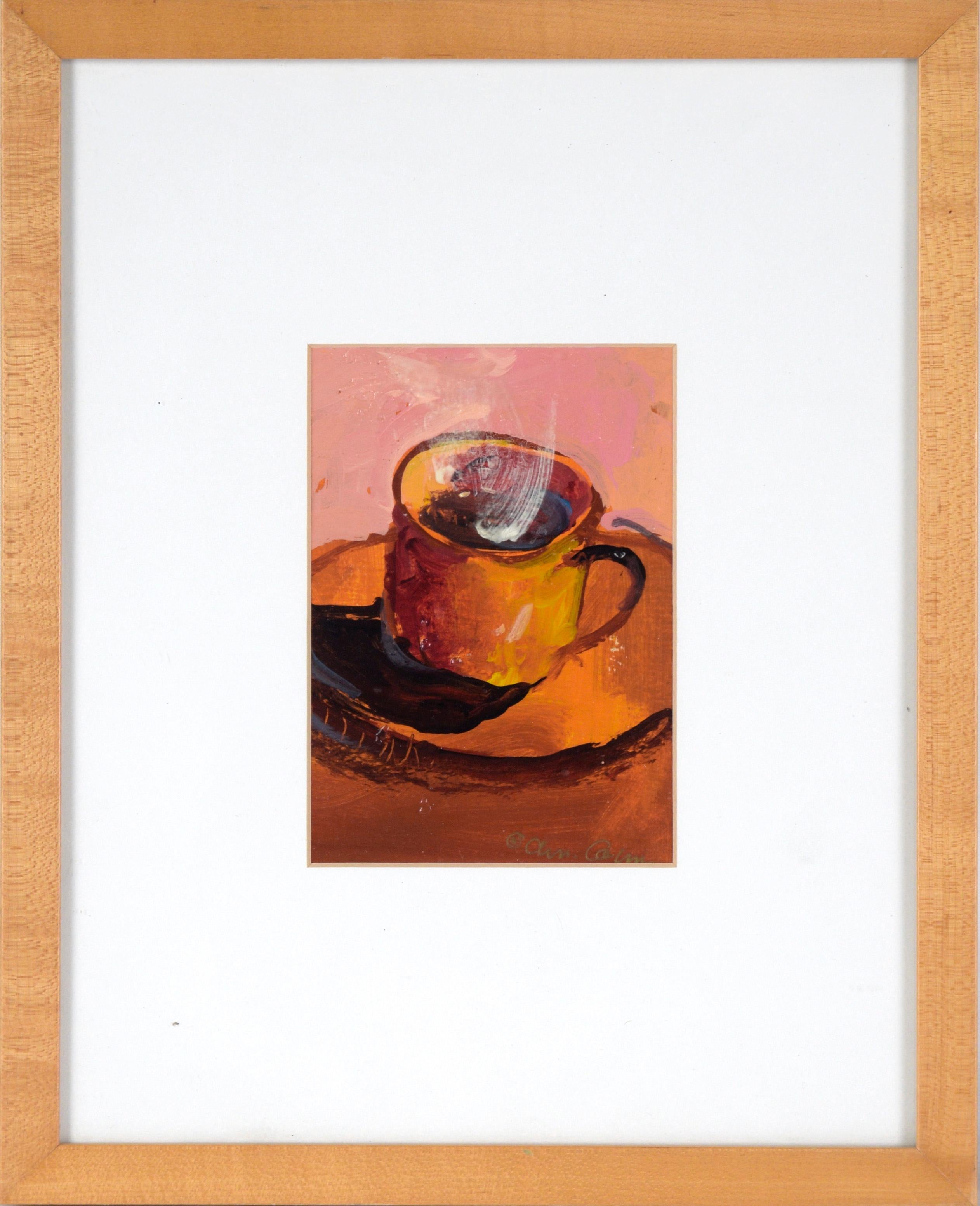 Still-Life Painting de Christine Cohen - Bodegón de una taza de café en acrílico sobre papel de archivo