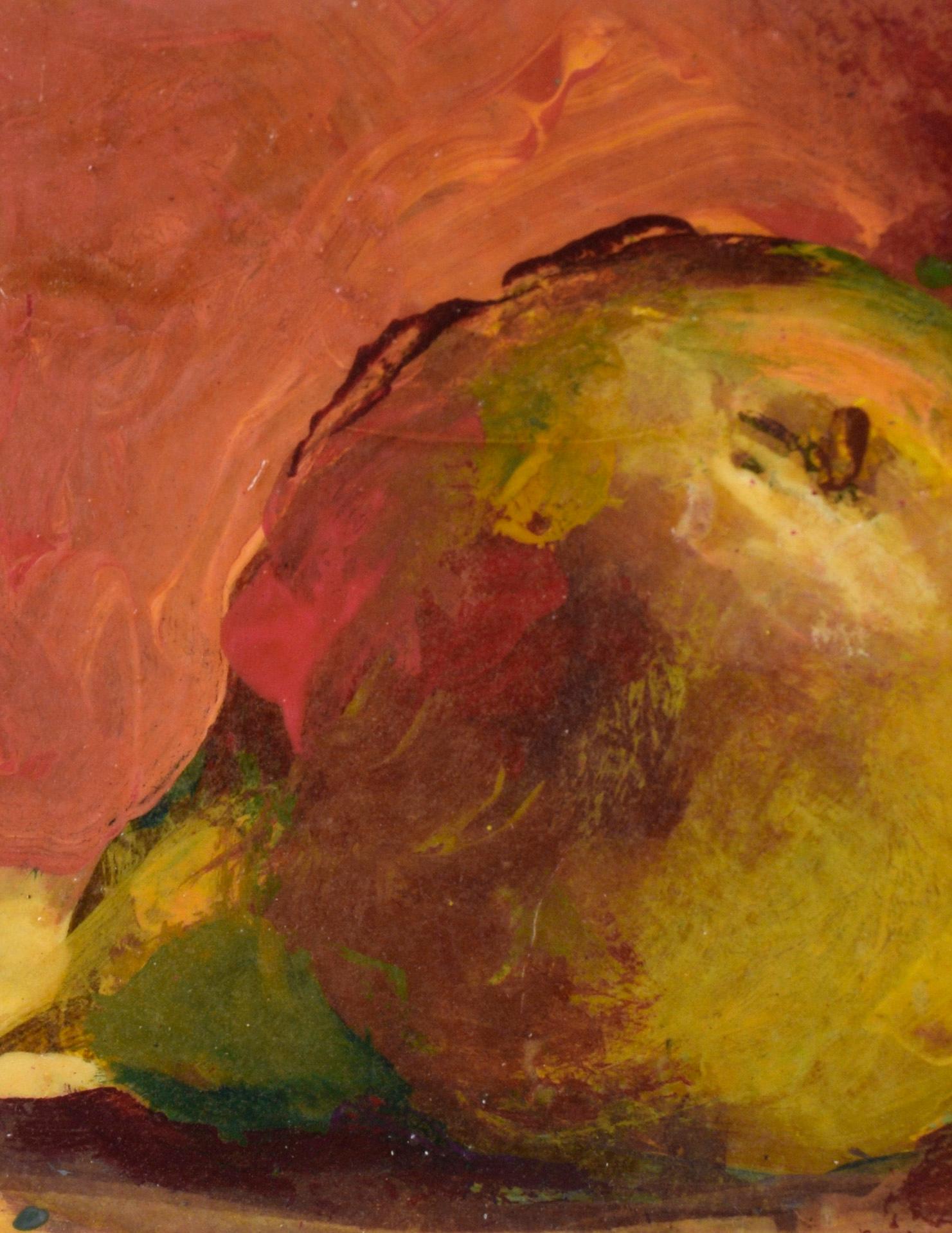 Bodegón de dos peras en acrílico sobre papel de archivo - Painting moderno estadounidense de Christine Cohen