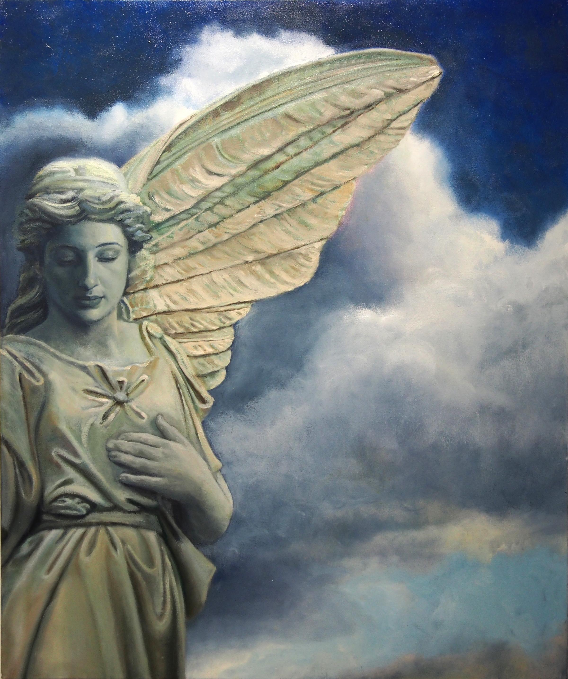 L'ange 2, peinture, huile sur toile - Painting de Christine Cousineau