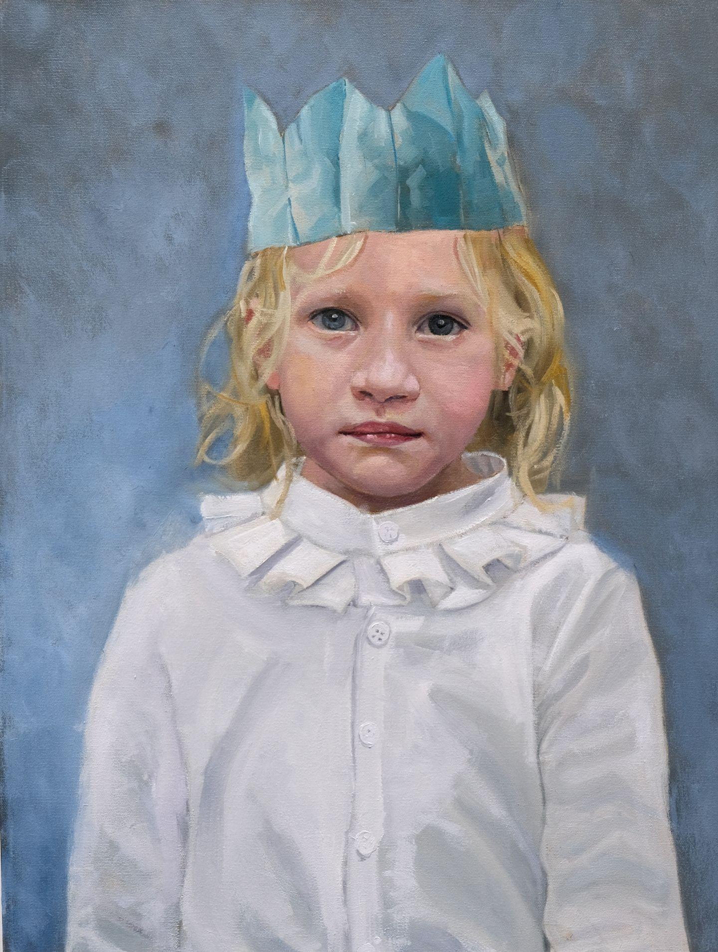 Fille d'anniversaire, peinture, huile sur toile - Painting de Christine Cousineau