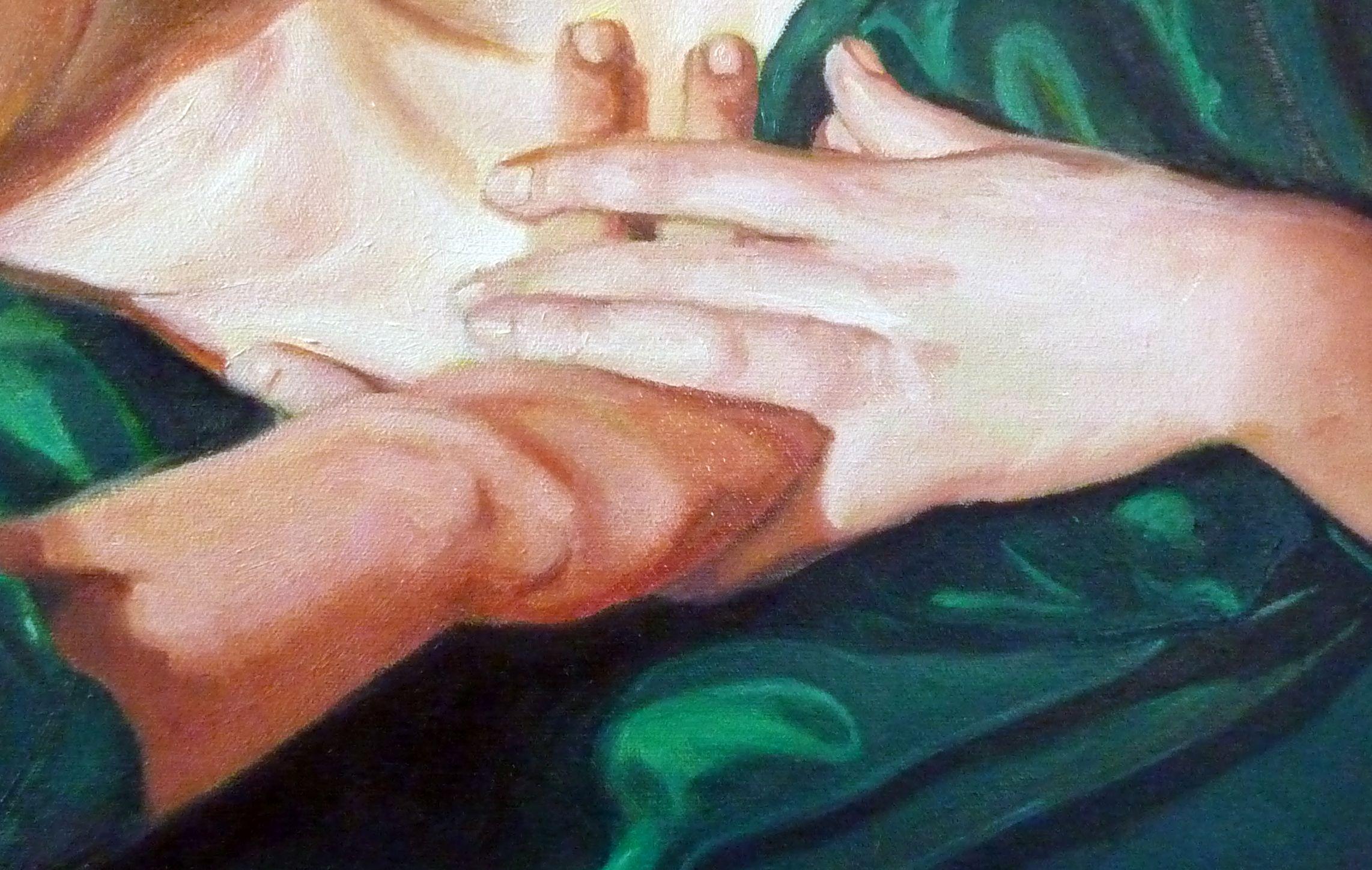 La passion de la rose, peinture sur toile - Réalisme Painting par Christine Cousineau