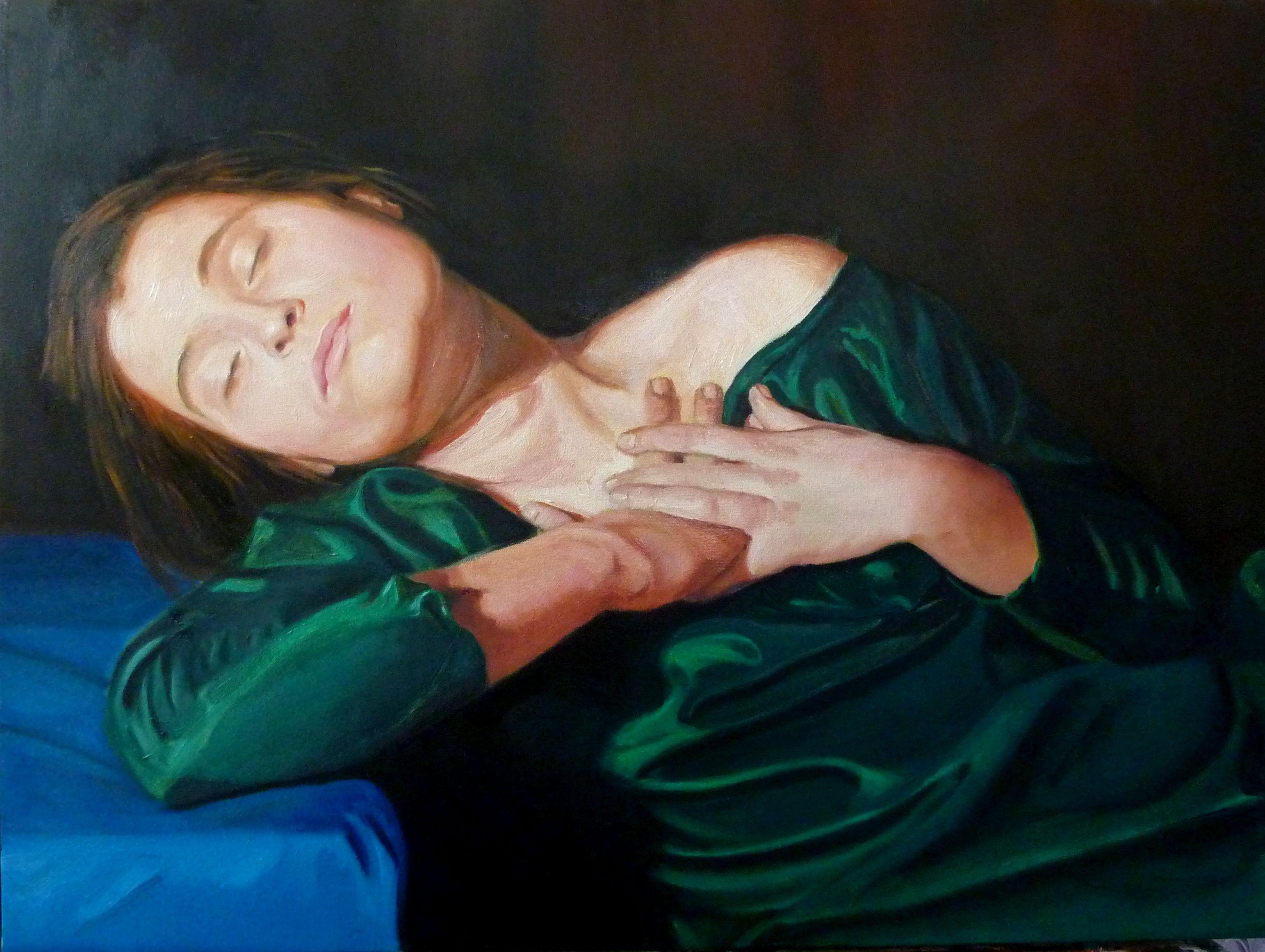 La passion de la rose, peinture sur toile - Painting de Christine Cousineau