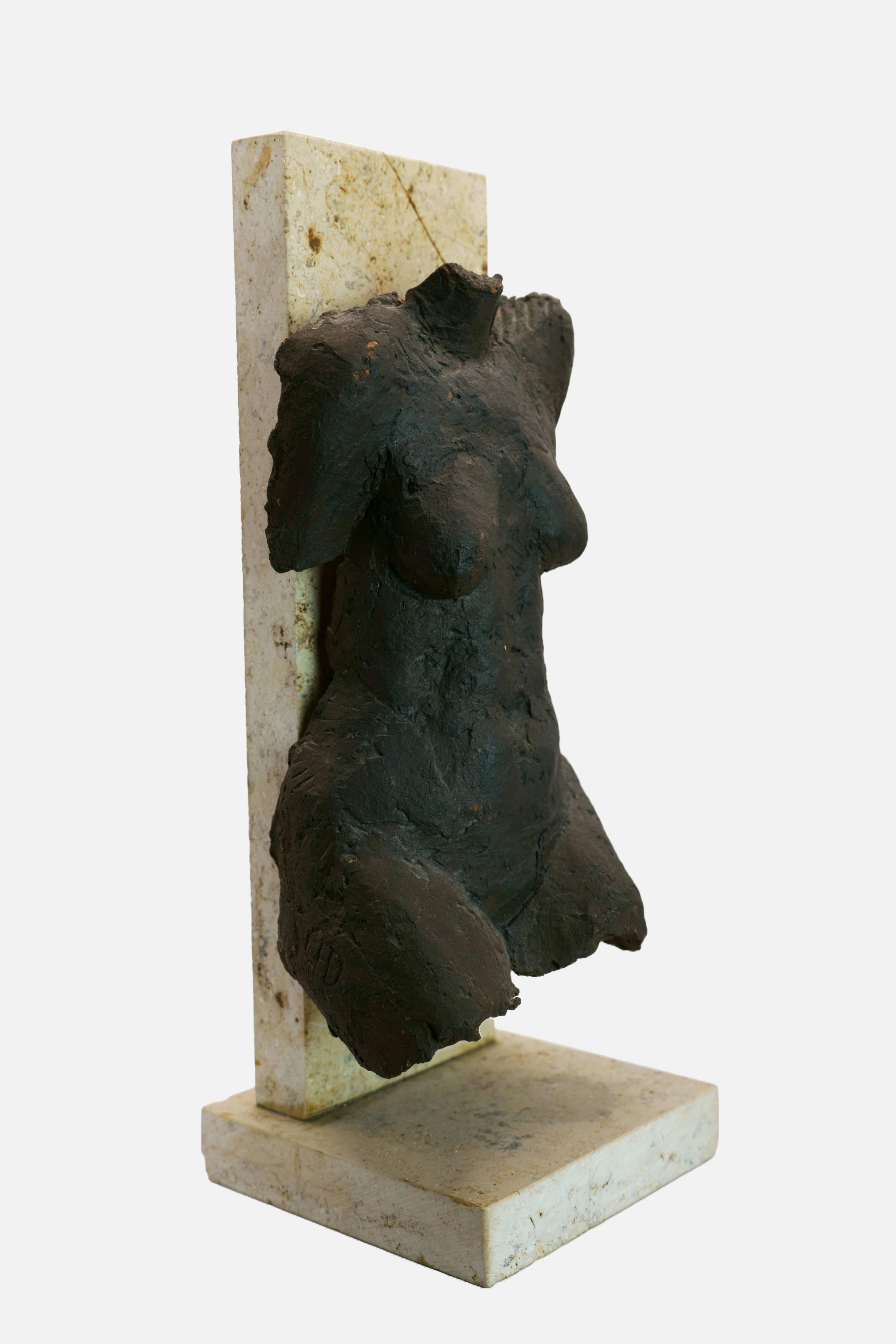 Female Torso / - Primal Femininity - - Gray Nude Sculpture by Christine Dewerny
