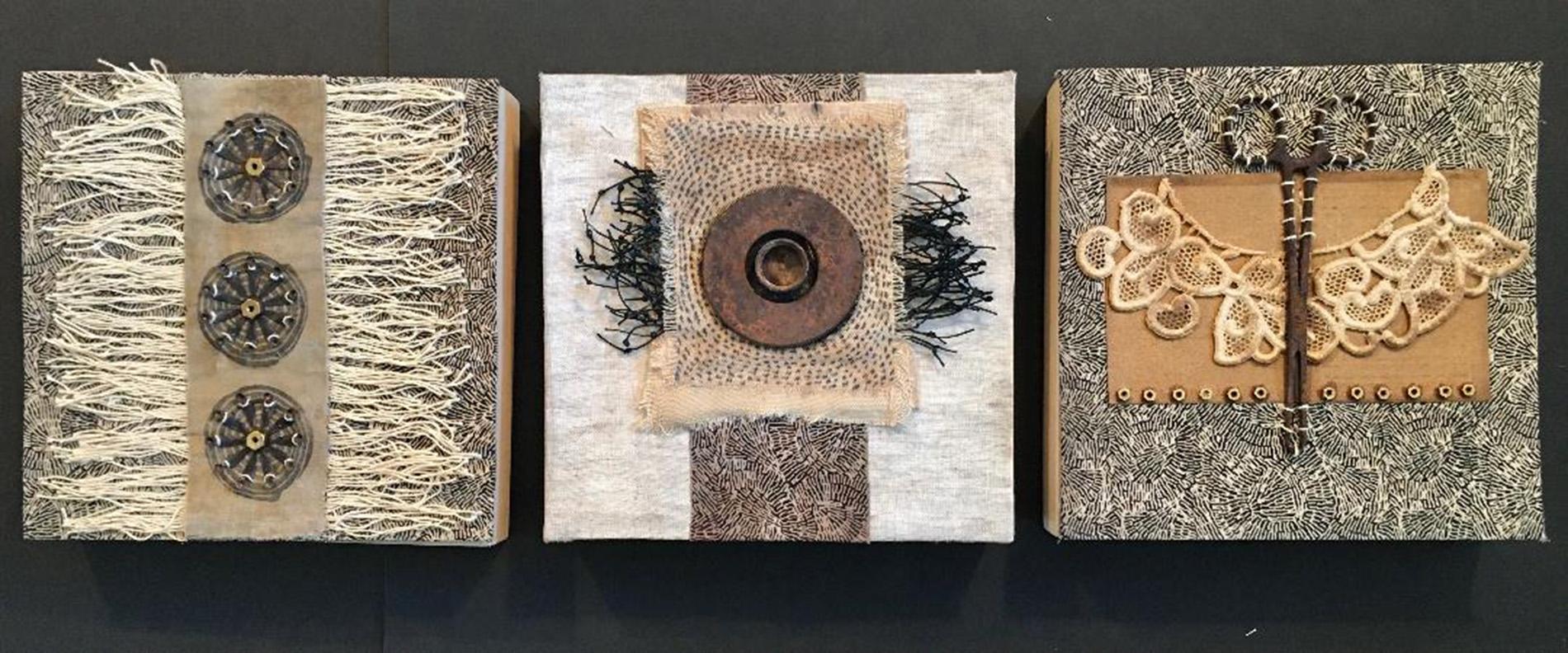 TRIPTYCH PER GLI AMATI PERSI NELLE GUERRE : tecnica mista - Mixed Media Art di Christine Graf