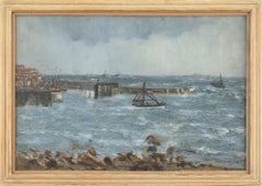 Antique Christine Hansen, Storm Firth Of Forth, Oil Painting