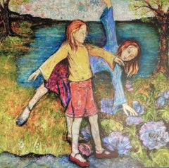 Duet (Grande peinture contemporaine de portraits de filles)