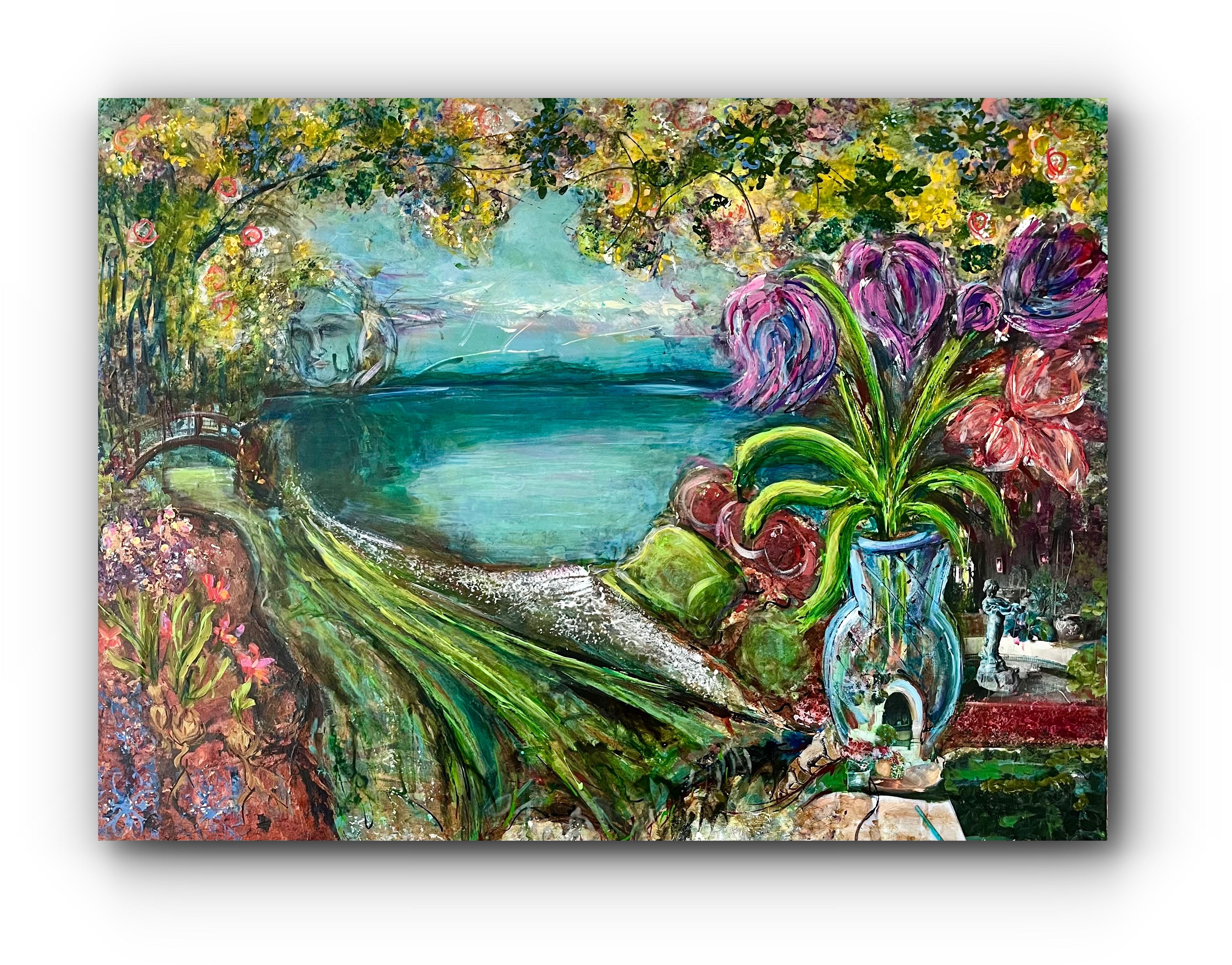 Landscape Painting di Christine Ilewski-Huelsmann - Acqua sotto i ponti (grande)