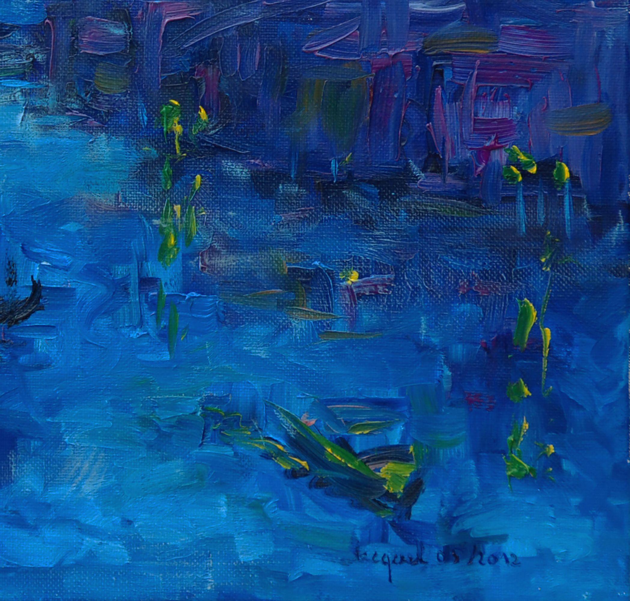 Grand canal de nuit Ã Venise, Pittura, Olio su tela - Painting Contemporaneo di Christine Jacquel