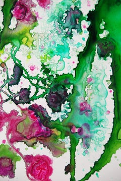 Pittura, inchiostro con alcool, personaggio, fiori, Pittura, Acrilico su altro