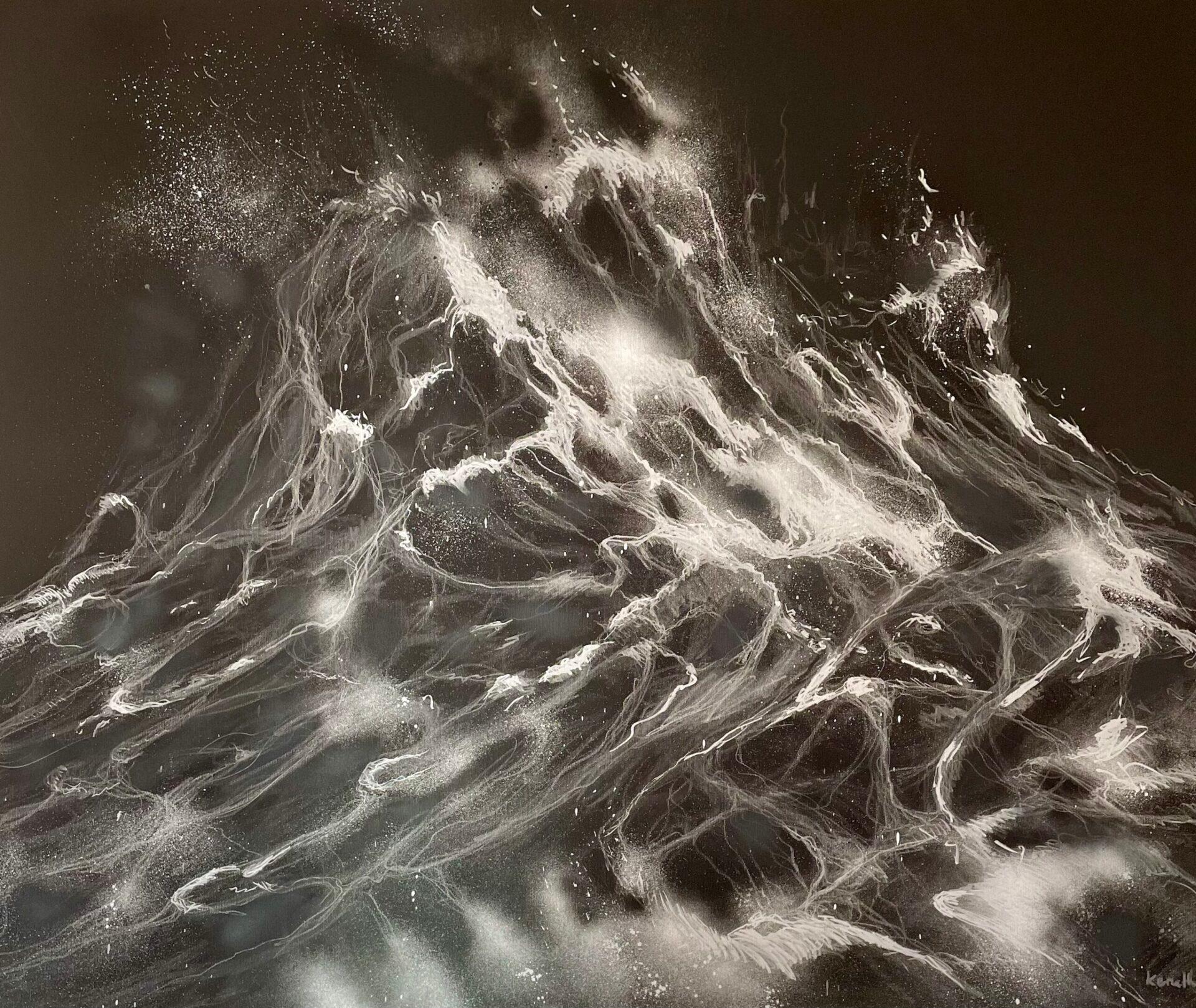 Das Erhabene. Stormy Sea 2022, Sturm – Painting von Christine Keruth