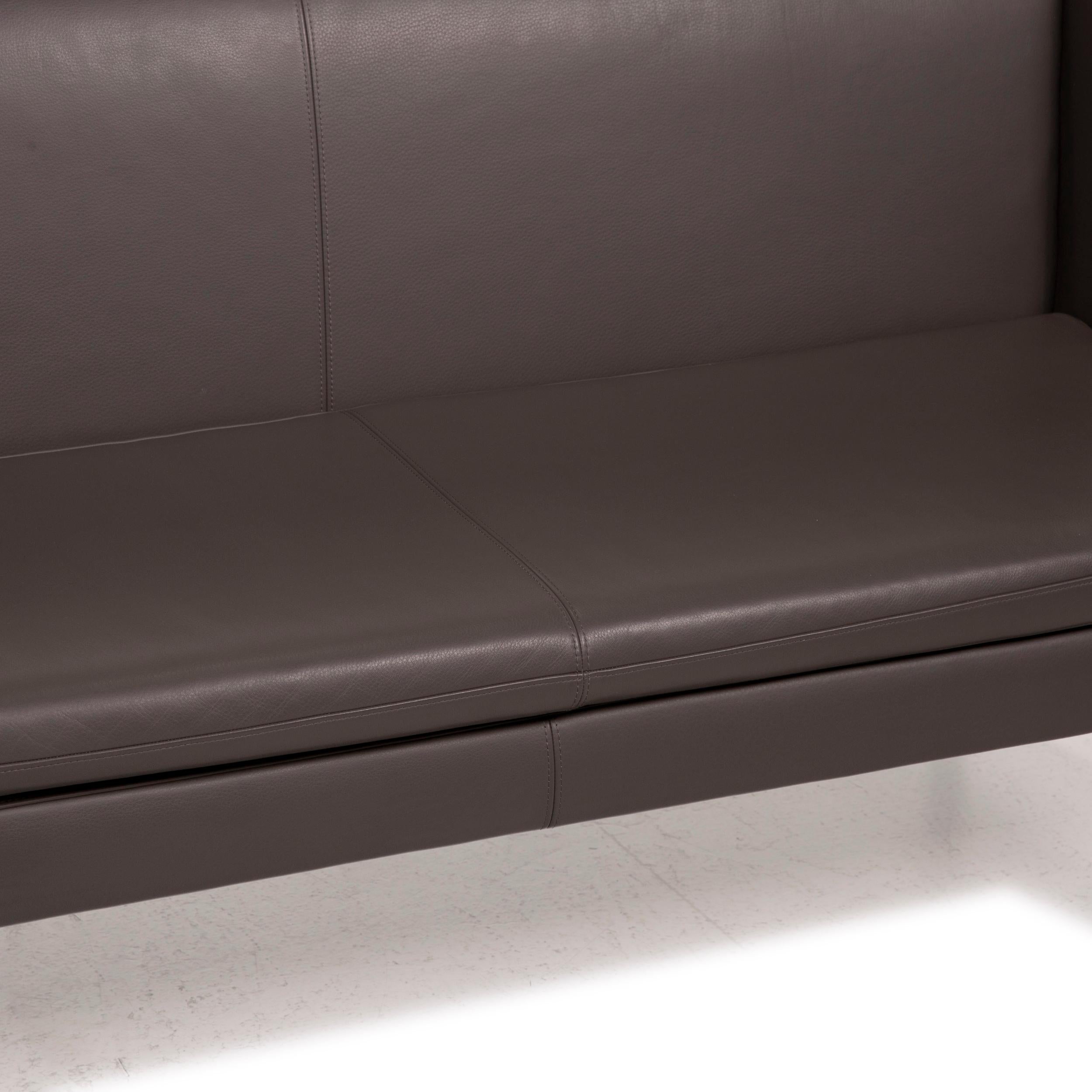 Modern Christine Kröncke Dinegra Leather Bench Gray Bench Dark Gray