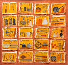 Housewives Choice, A-Z Alphabet Sampler Mixed Media Painting Collage