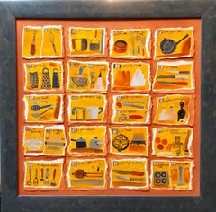Housewives Choice, A-Z Alphabet Sampler Mixed Media Painting Collage