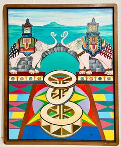 2002 Lebendige Elefanten Öl auf Leinwand Gemälde Christine McGinnis Surrealismus Kunst