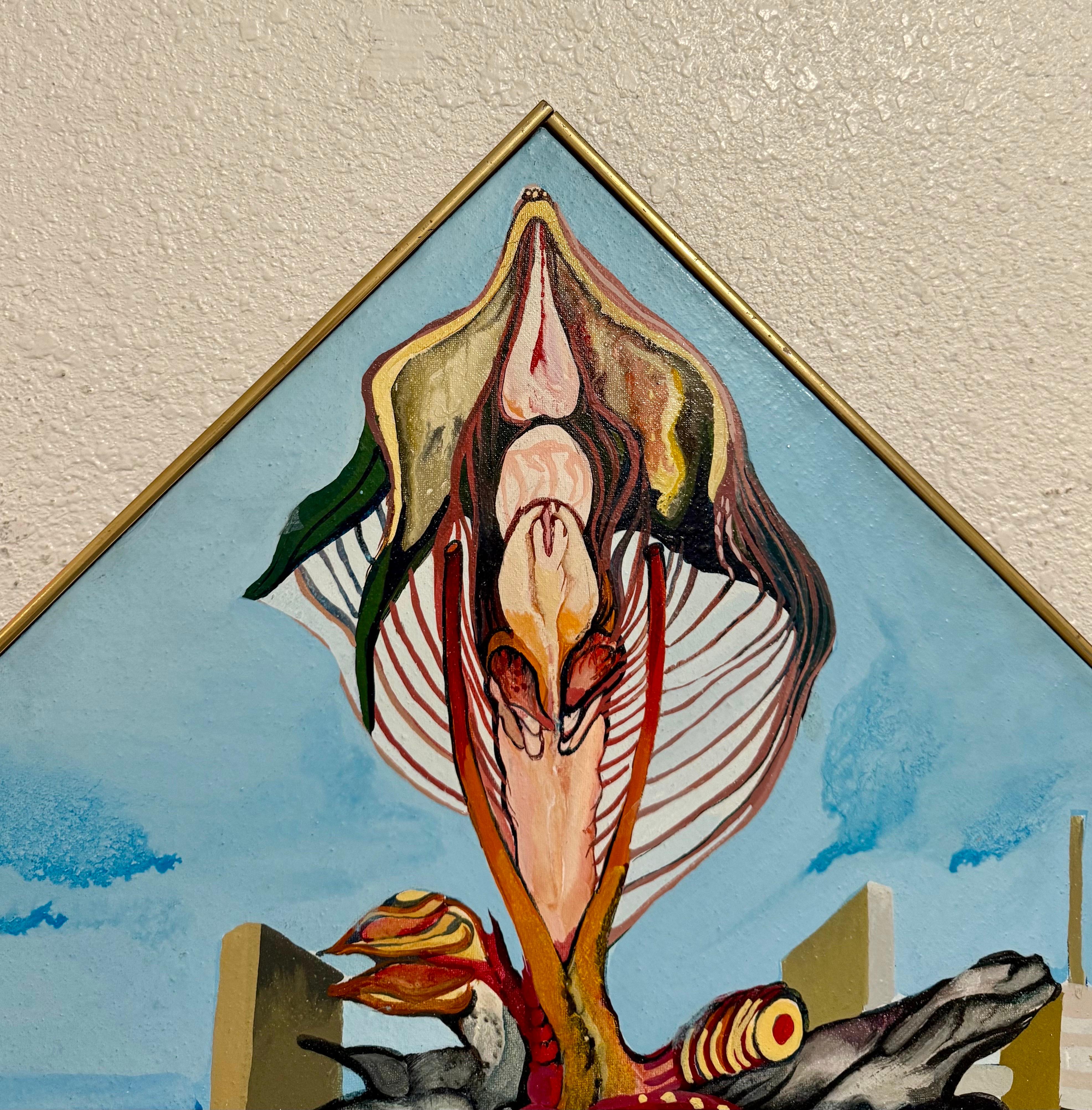 Lebendige Acryl auf Leinwand Surrealistische Erotische Blumen Malerei Christine McGinnis im Angebot 2