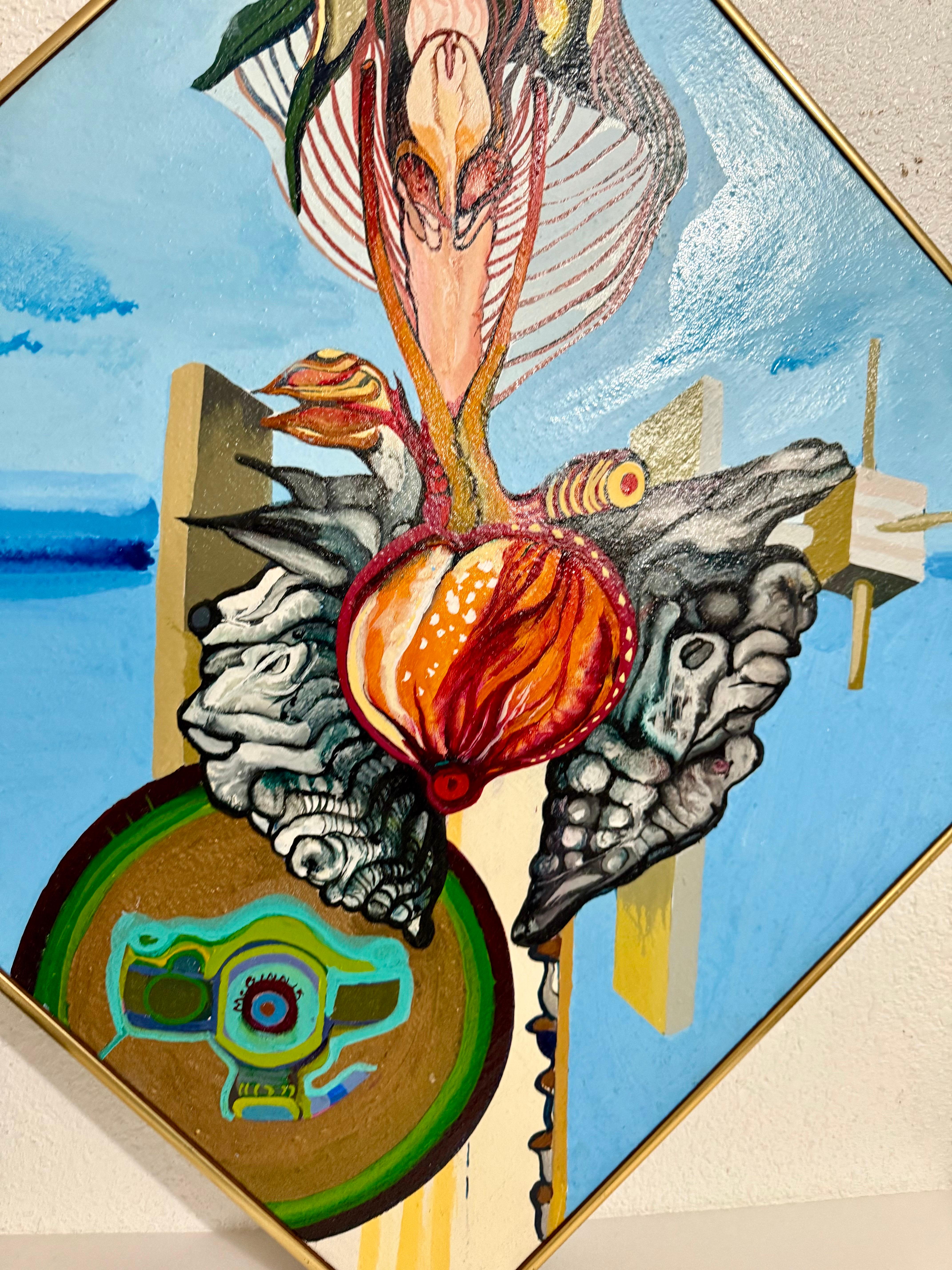 Lebendige Acryl auf Leinwand Surrealistische Erotische Blumen Malerei Christine McGinnis im Angebot 3