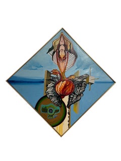 Acrílico vibrante sobre lienzo Pintura surrealista de flores eróticas Christine McGinnis