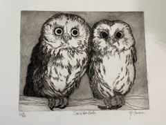 Vintage Saw-whet Owl Couple