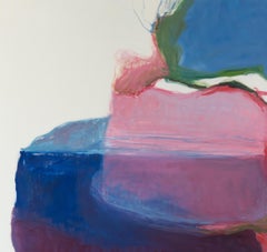 "Desire for a Sky",  Blue Rose Kiss Red Green Abstract Landscape Oil Painting