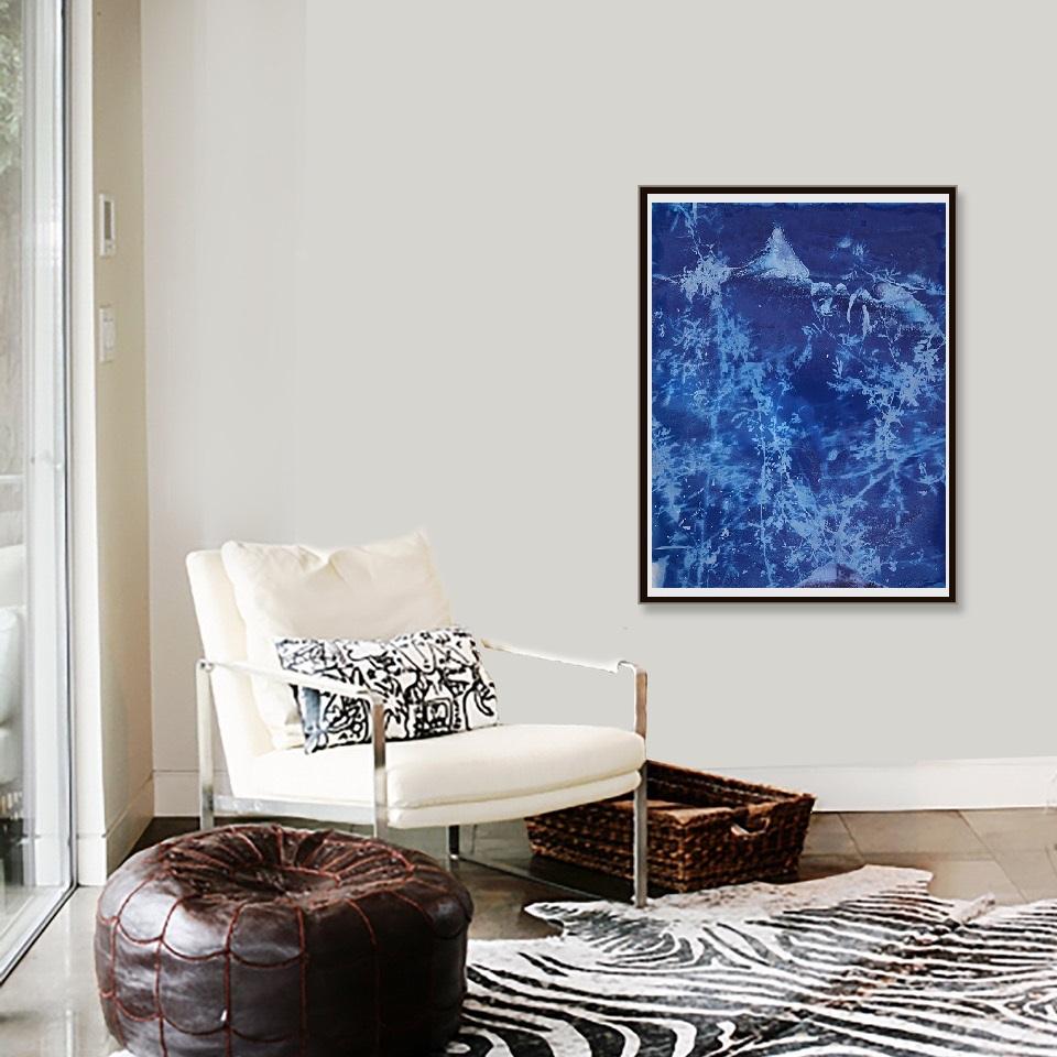 This is a beautiful layered, mixed media piece using acrylic ink, salt water and salt crystals, on unprocessed photographic paper.  The video shows the salt crystals shimmering on the paper when light reflects off it. This piece conjures up a