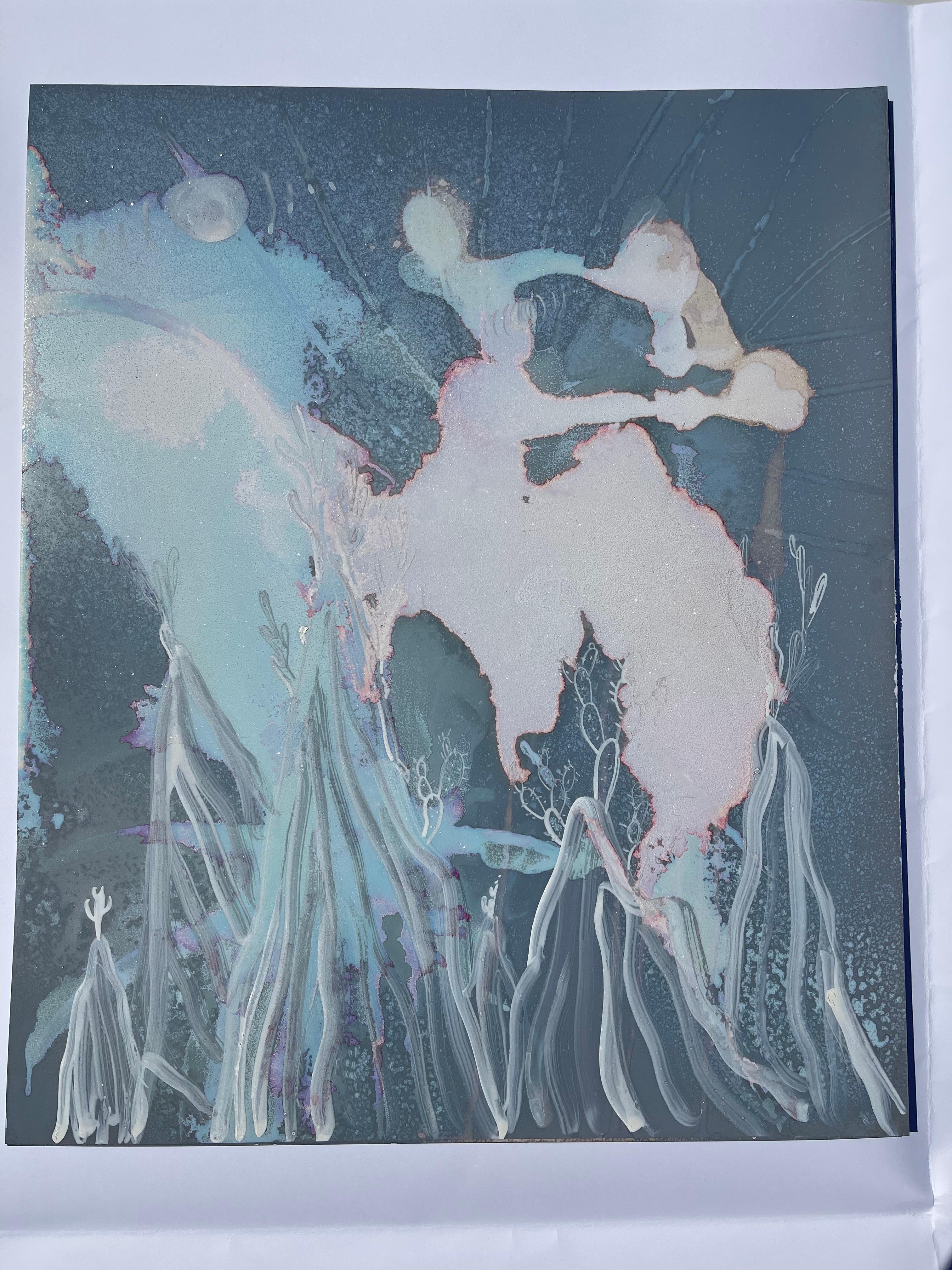 Salzkristalle, Acryl-Serie (2015) – Kaktus – Mixed Media Art von Christine Nguyen