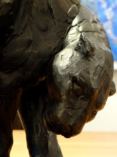 Sculpture de panthère perchée, Christine Onillon, 2018