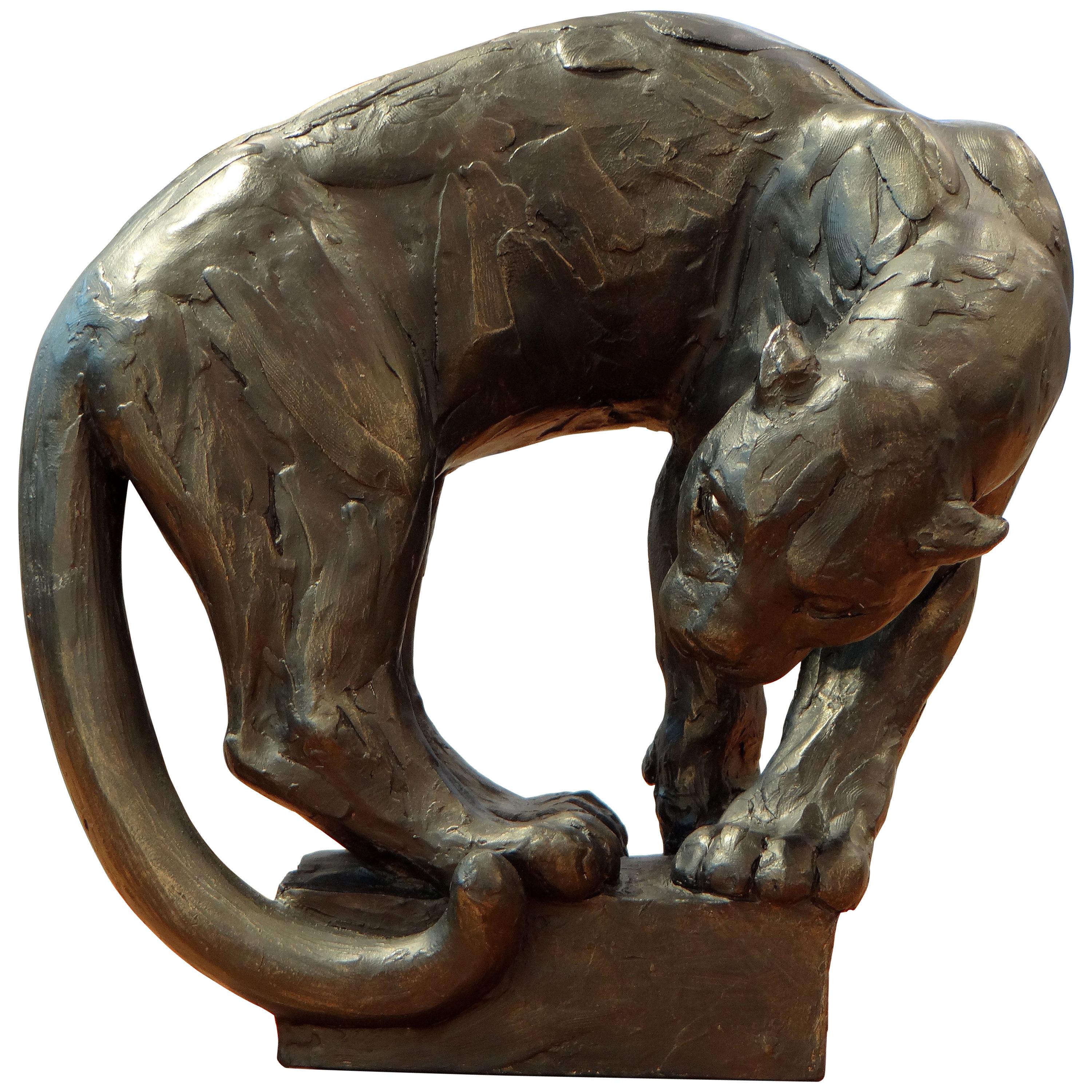 Christine Onillon, Perched Panther Sculpture, 2018 For Sale