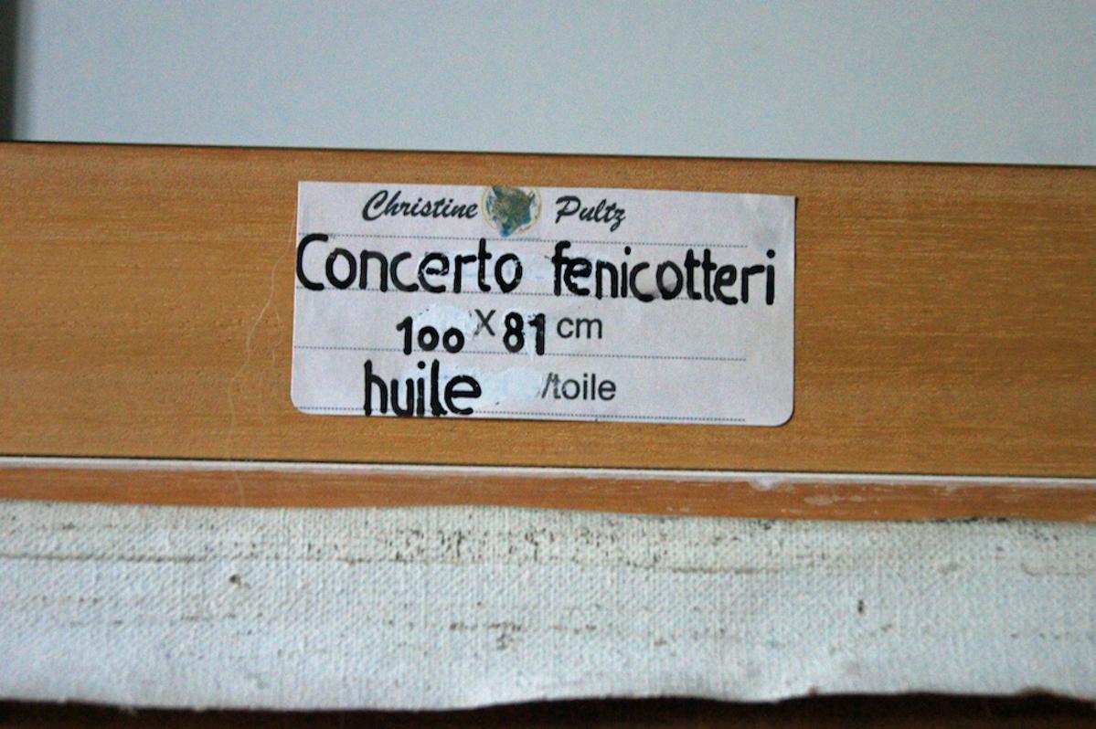 Französisches zeitgenössisches Tiergemälde von Christine Pultz – Concerto di Fenicotteri im Angebot 14