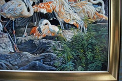 French Contemporary Animal Painting by Christine Pultz - Concerto di Fenicotteri