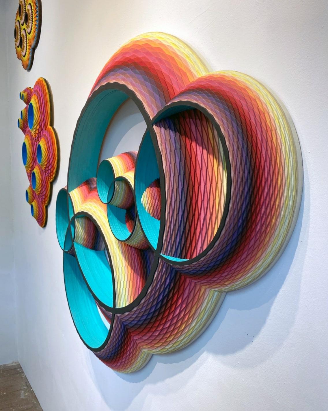 Wide Ring Intersection, Wood Wall Sculpture by Christine Romanell For Sale 4