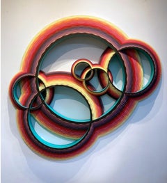 Wide Ring Intersection, Multi Color Circular Geometric Wall Sculpture 