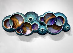 Diversidad Infinita Aqua Escultura Geométrica de Pared Arte Circular Tridimensional