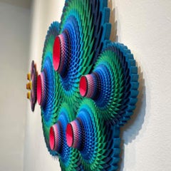 5 point conjunction, Acrylic on Lasercut Wood Geometrical wall sculpture