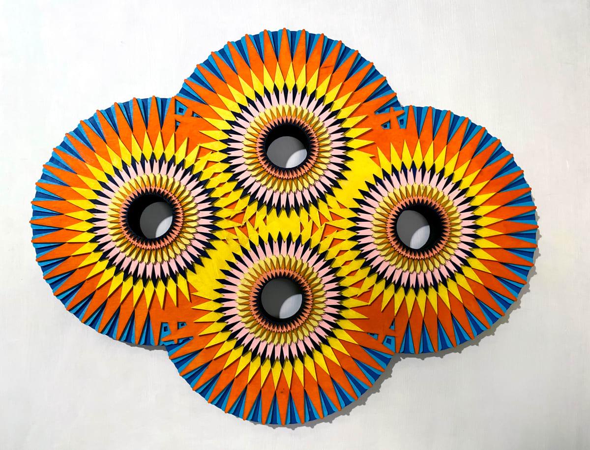 It's Complicated x4, Acrylic on Wood, Wall sculpture by Christine Romanell