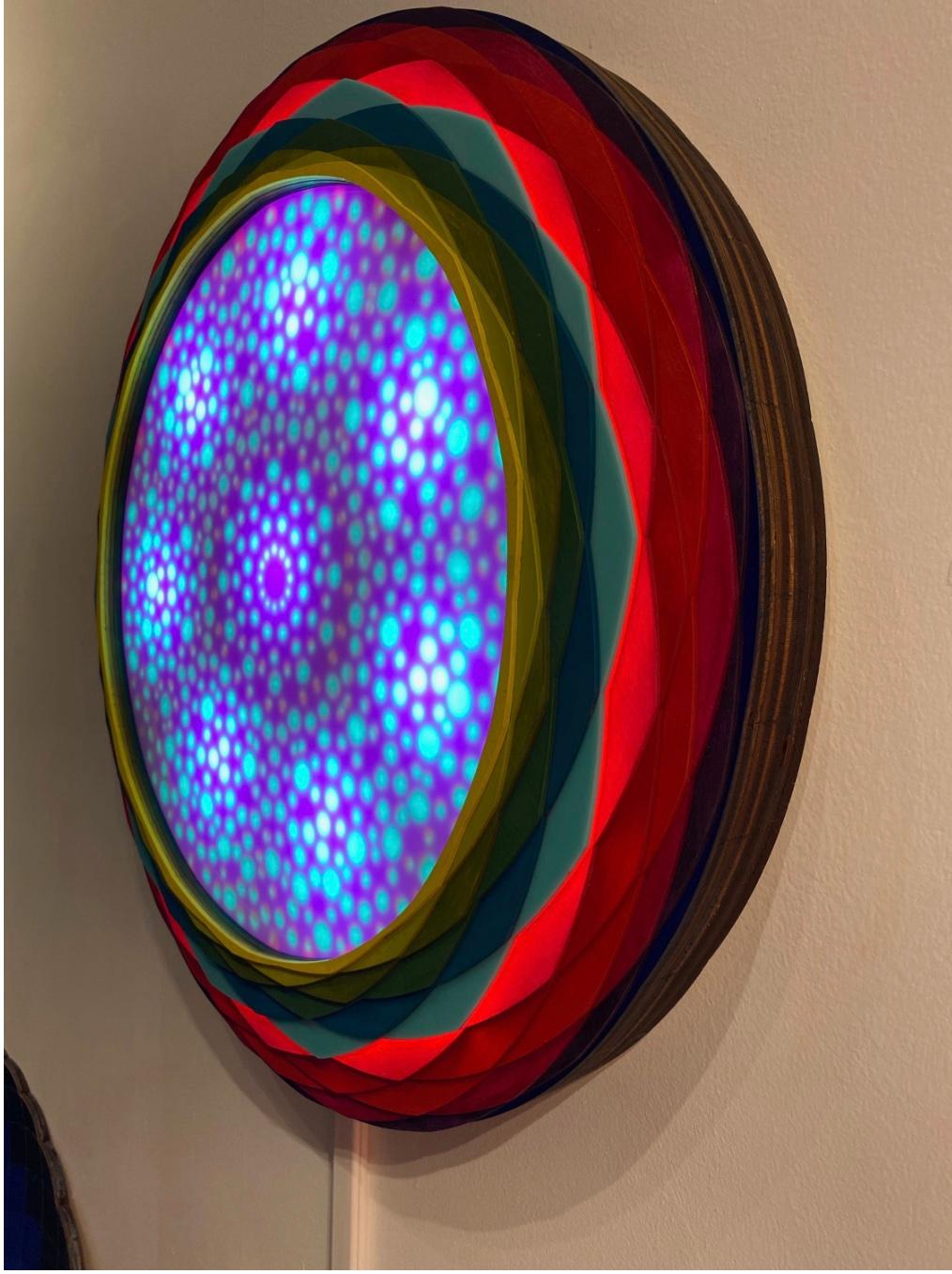 Reflection, LED  light wall sculpture, motion activated by Christine Romanell For Sale 2