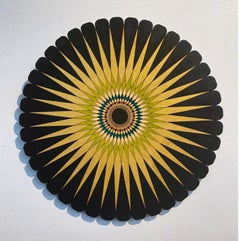 Starburst 5, Circular geometrical wooden wall sculpture by Christine Romanell