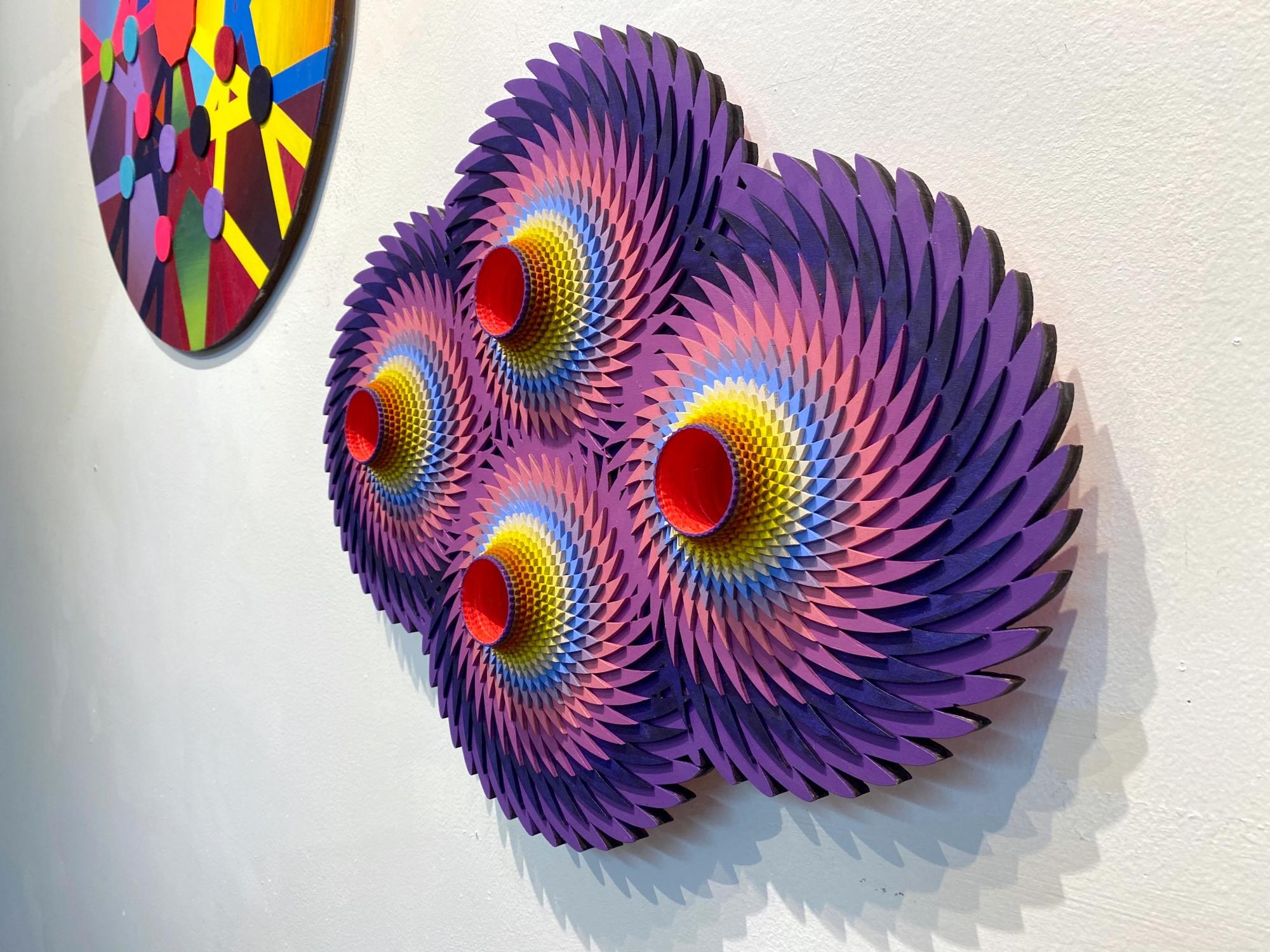 Tempesta Violet, Wall sculpture Acrylic on Wood by Christine Romanell 1