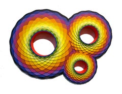 Tri Vortex, rainbow spectrum contemporary geometric abstract wall sculpture