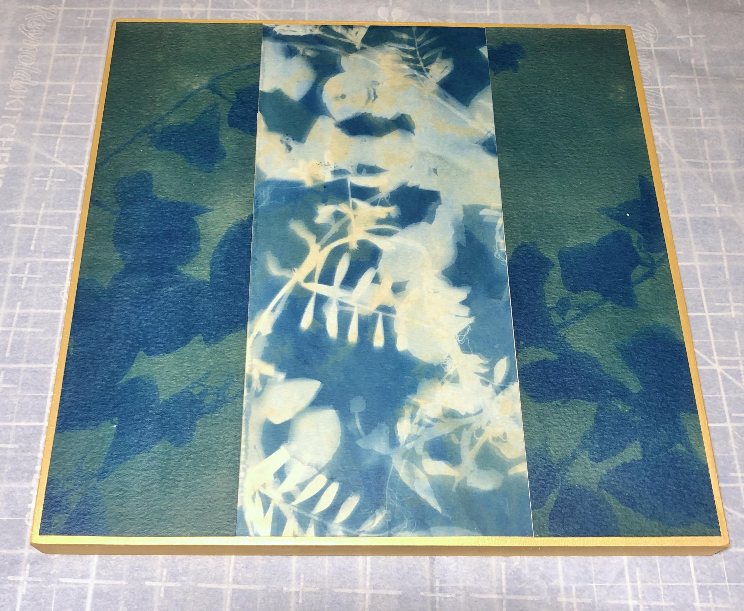 A Walk in the Green Woods 6 (10 x 10 inch monotype collage mounted on panel) - Minimalist Print by Christine So