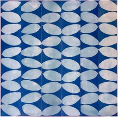 Blue on Blue (Single 36 x 36 inch monotype collage mounted on wood panel)