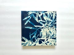 Licht durch Blätter 1 ( 8 x 8 Zoll Enkaustik-Collage auf Holzplatte)