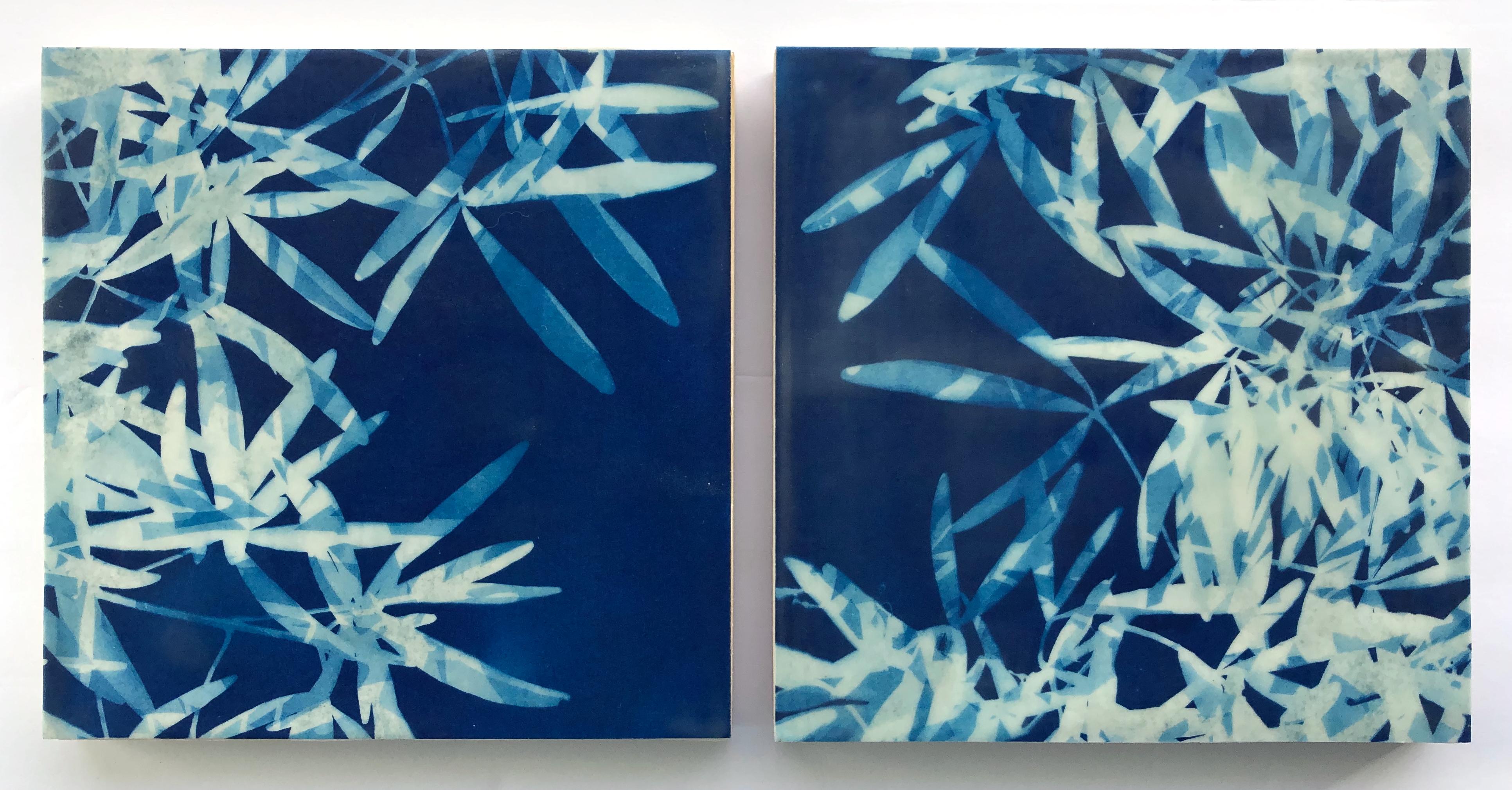 Light through Leaves 2 ( 8 x 8 inch encaustic collage on wood panel) For Sale 8