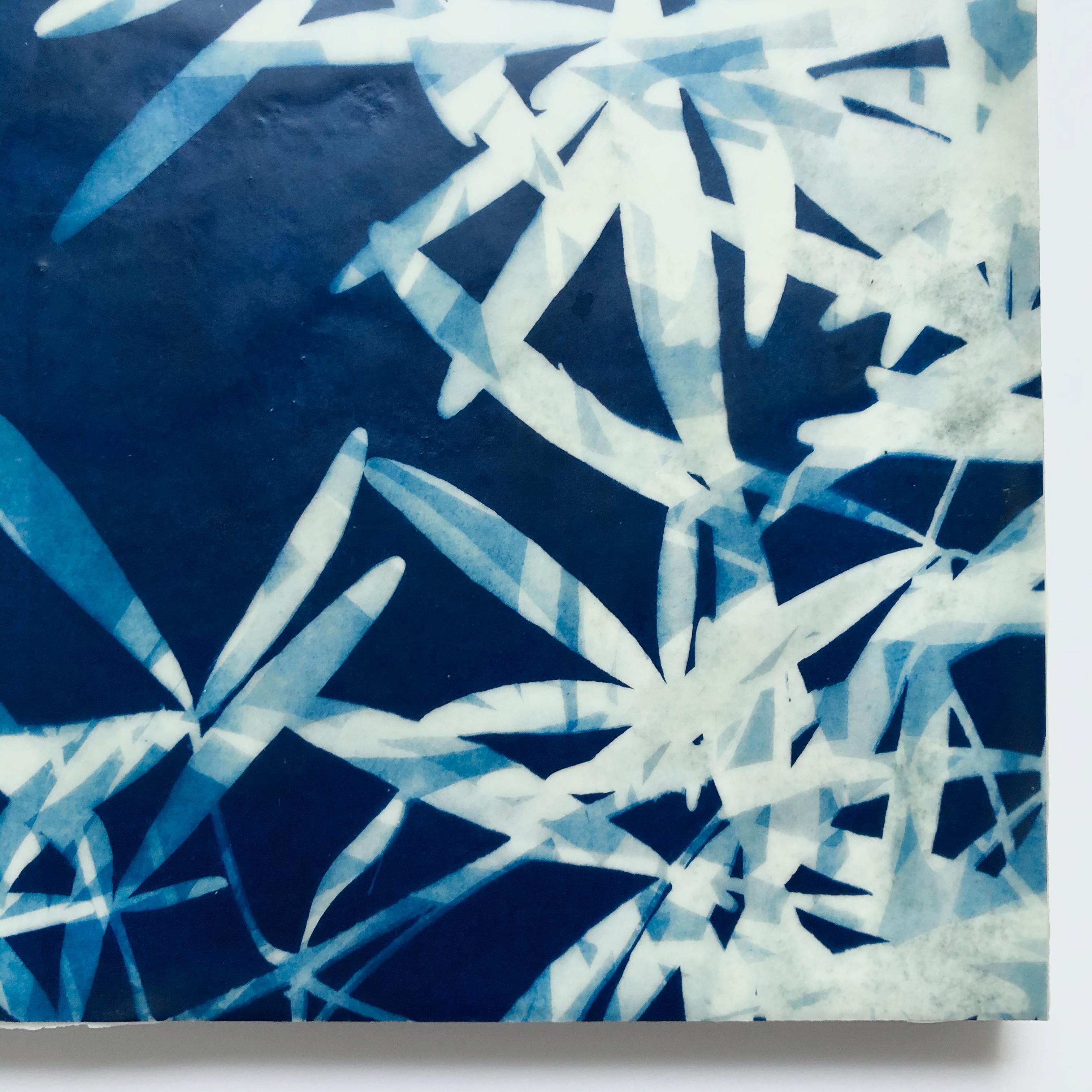 Light through Leaves 2 ( 8 x 8 inch encaustic collage on wood panel) - Print by Christine So