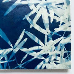 Licht durch Blätter 2 ( 8 x 8 Zoll Enkaustik-Collage auf Holzplatte)