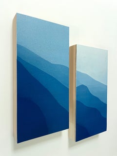 Dittico Mountain Ridge (due cianotipi da 12 x 6 pollici montati su pannelli)