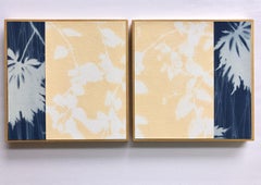 Night and Day 7 Diptych (Two 8 x 8 inch monotype collage mounted on wood panels)