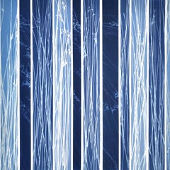 Shades of Blue 3 (collage monotipo singolo di 16 x 16 pollici montato su pannello di legno)